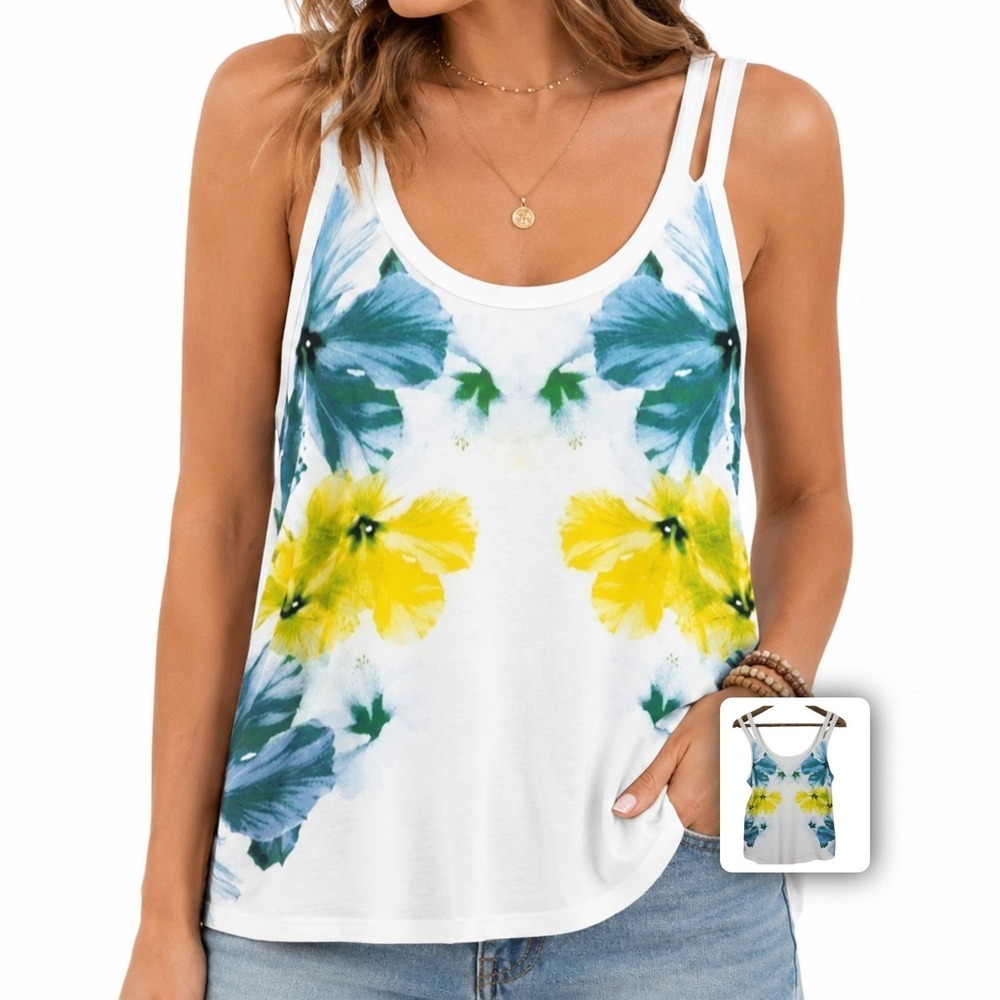 American Eagle Tropical Hibiscus Racerback Tank Floral Print Cami Top S